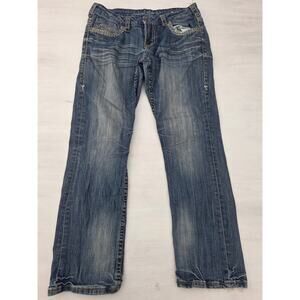 Cowgirl Tuff Trailblazer 32x30 Straight Stretch Whiskers Embroidered Distressed